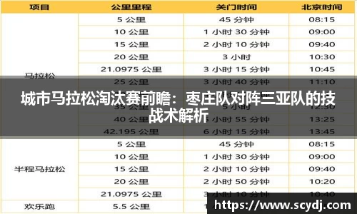 城市马拉松淘汰赛前瞻：枣庄队对阵三亚队的技战术解析